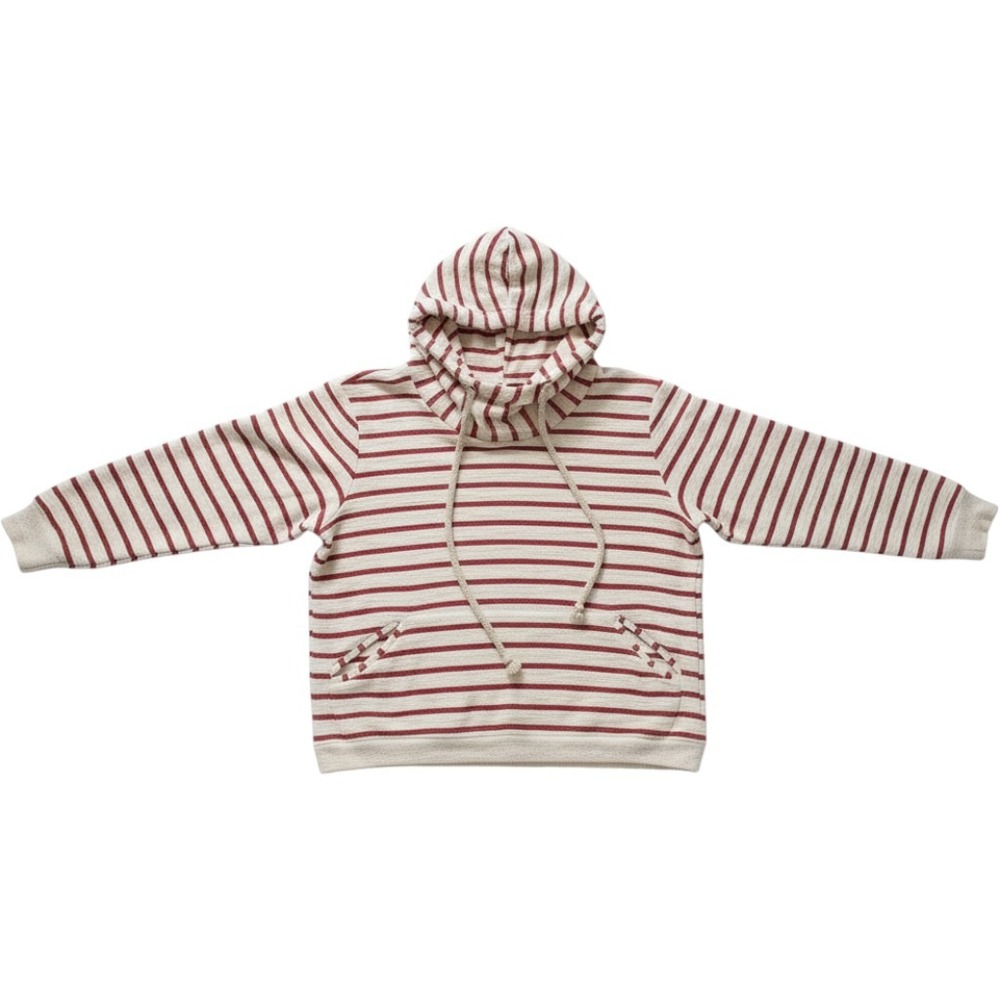 Gibson Striped Funnel Neck Pullover Womens Small Red Cream Cotton Nautical